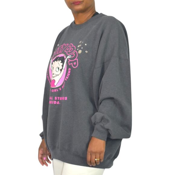 Vintage Betty Boop Sweatshirt Grey Universal Studios Diamonds 90s Plus Size 2X - Picture 5 of 14